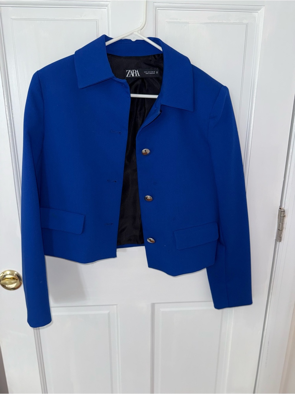 ZARA Cobalt Blue Cropped Button Blazer